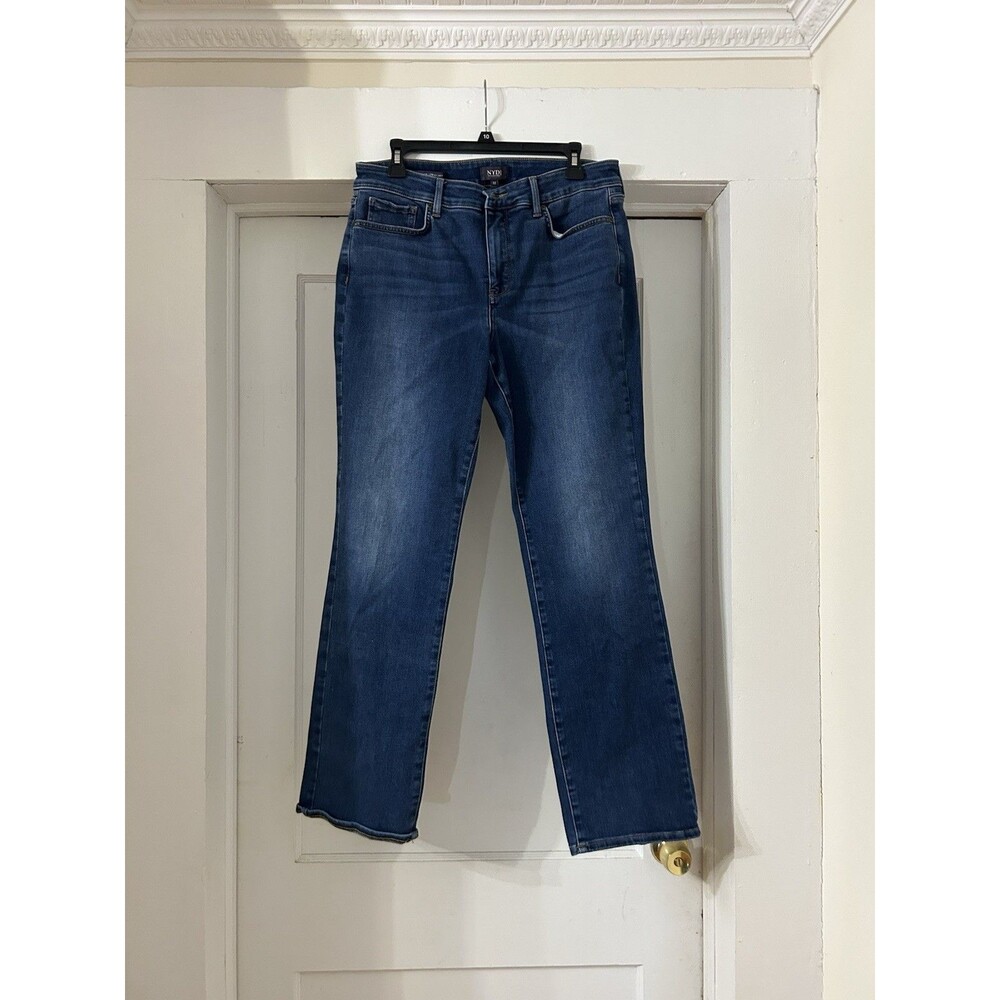 NYDJ Jeans Womens 12 Marilyn Straight High Rise Lift Tuck Stretch Faded Denim